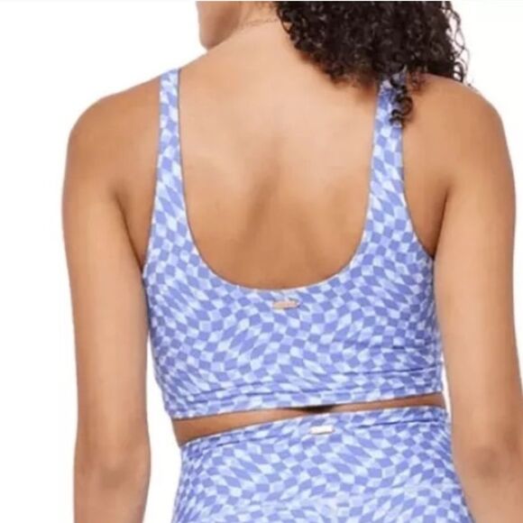 Revolve L*Space Womens L Twist Of Fate Sports Bra Purple Checkered Athletic Yoga - Picture 6 of 10